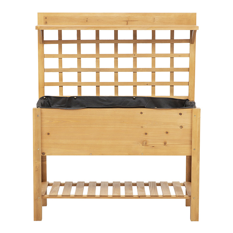 41'x18'x53' Letto rialzato da giardino con ripiano e ruote Fioriera in legno massello Fioriera per erbe aromatiche Fiori all'aperto/interni - Marrone