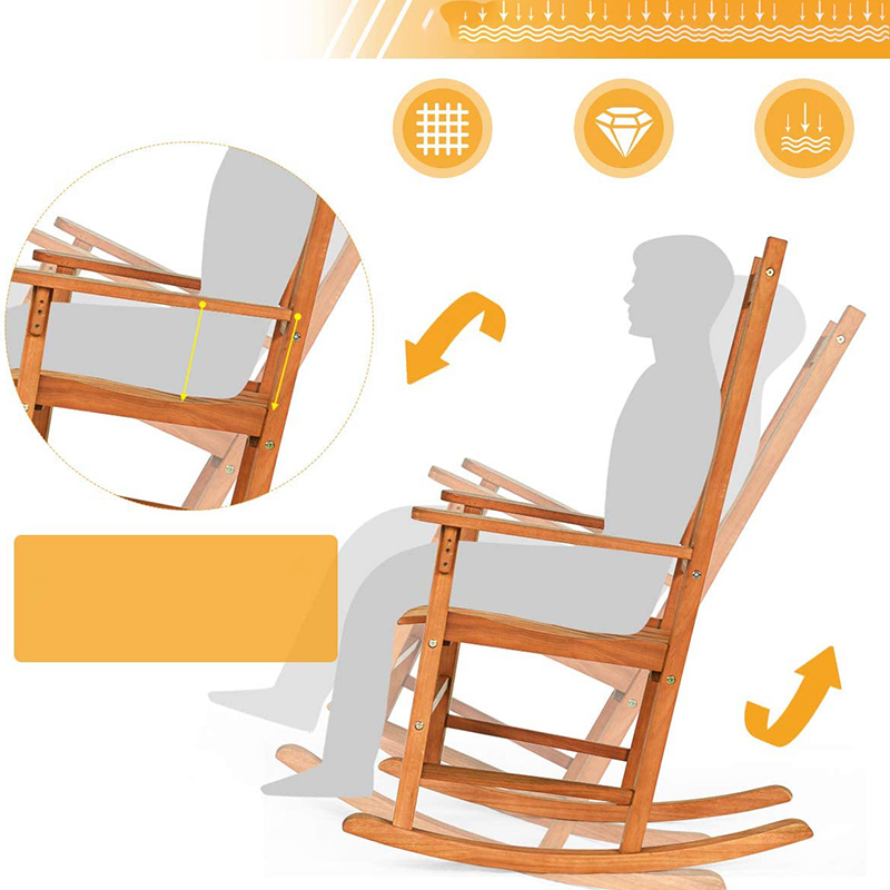 Set di 3 sedie a dondolo in legno di pioppo con tavolino da caffè 2 sedie da conversazione in legno