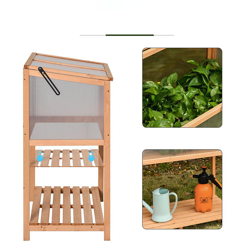 36' x 20' x 41' Scatola di protezione per piante in vaso rialzata in serra per esterni con parte superiore apribile, cornice fredda in legno arancione