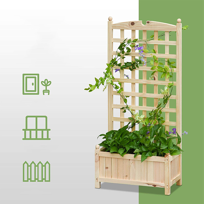 Letto da giardino rialzato 23,5' x 11,5' x 49,25' con schienale a traliccio e robusto design e materiali in legno