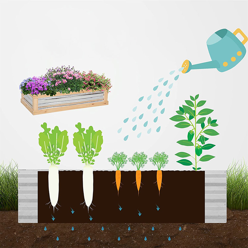 Kit aiuola rialzata da giardino con serra, fioriera in legno a telaio freddo, naturale