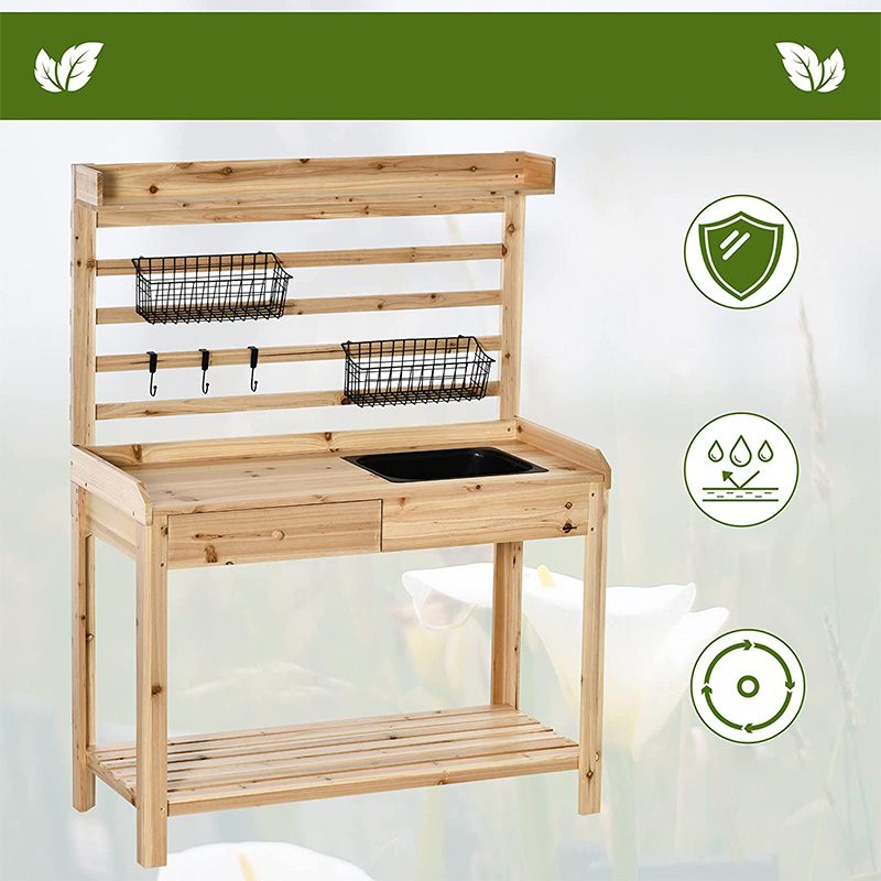 Tavolo da invasatura, postazione da giardino con setaccio, lavello e cestelli rimovibili