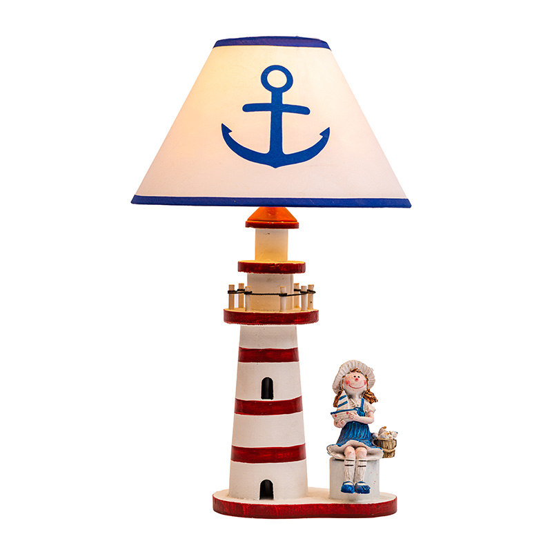 Lampada da tavolo in stile costiero, blu ghiaccio antico