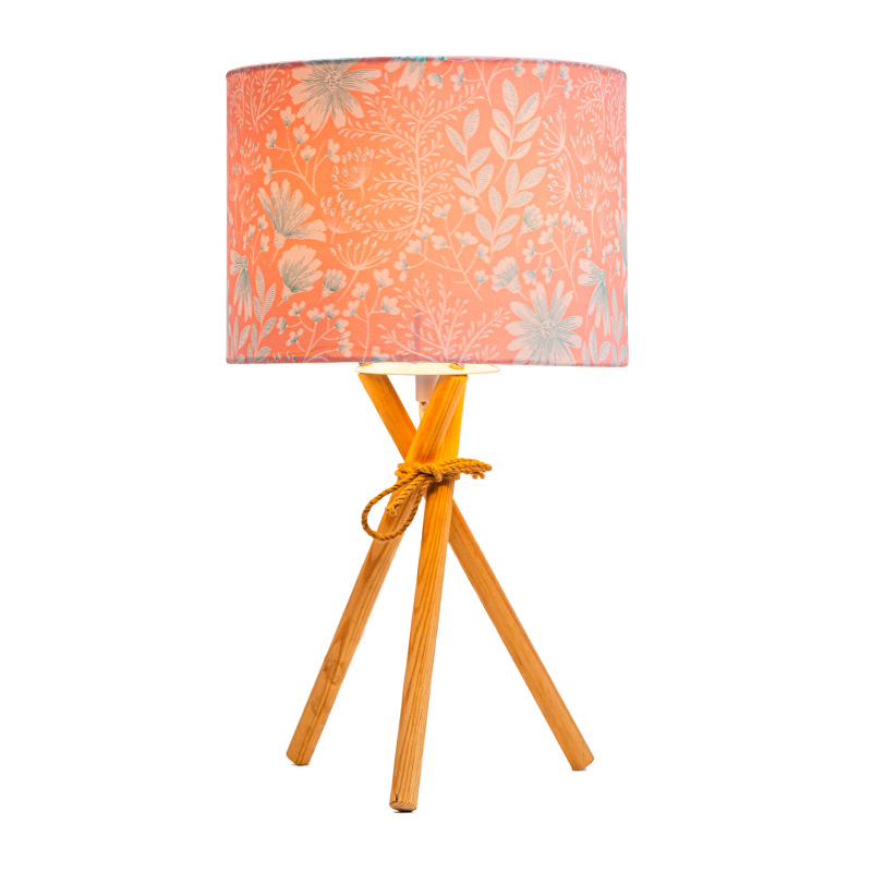 Finitura in corda naturale e blu ghiacciato anticato - Paralume in lino naturale con copertina rigida rotonda - Interruttore rotante on-off