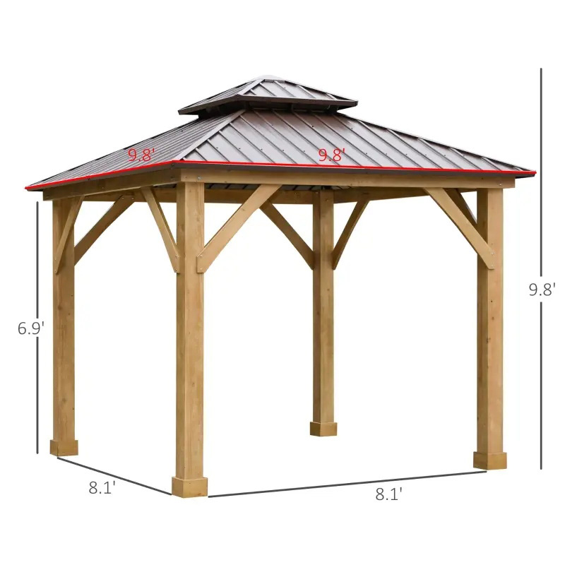 10 'x 10' Hardtop Gazebo Patio Baldacchino Shelter all'aperto con tetto in acciaio a doppio livello