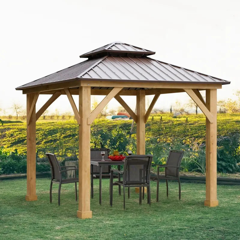 10 'x 10' Hardtop Gazebo Patio Baldacchino Shelter all'aperto con tetto in acciaio a doppio livello