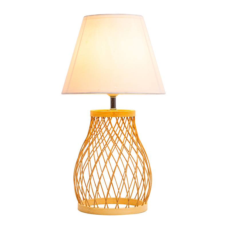 Lampada da tavolo alta 26,5' di grandi dimensioni/rattan con paralume in tessuto in rattan naturale/ottone/bianco