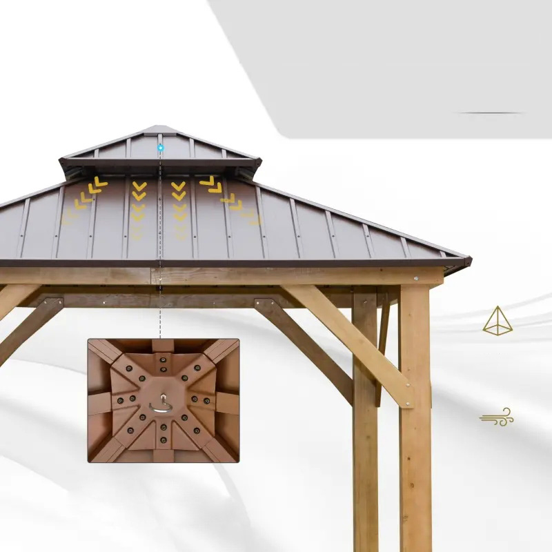 10 'x 10' Hardtop Gazebo Patio Baldacchino Shelter all'aperto con tetto in acciaio a doppio livello