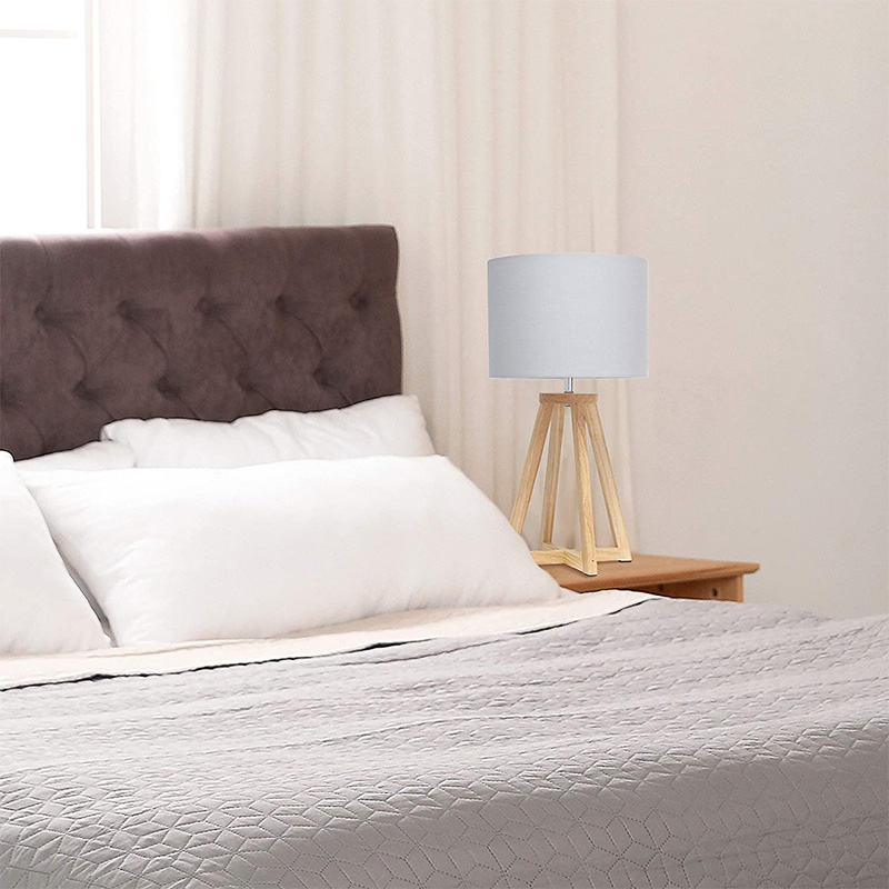 Finitura in corda naturale e blu ghiacciato anticato - Paralume in lino naturale con copertina rigida rotonda - Interruttore rotante on-off