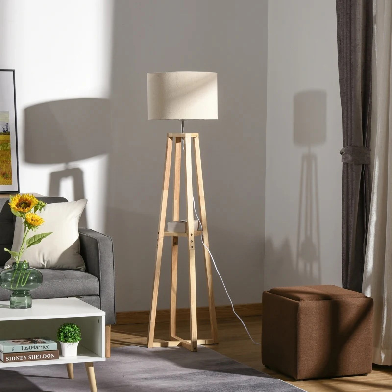 Lampada da terra moderna per camera da letto con paralume a tamburo, interruttore a pedale