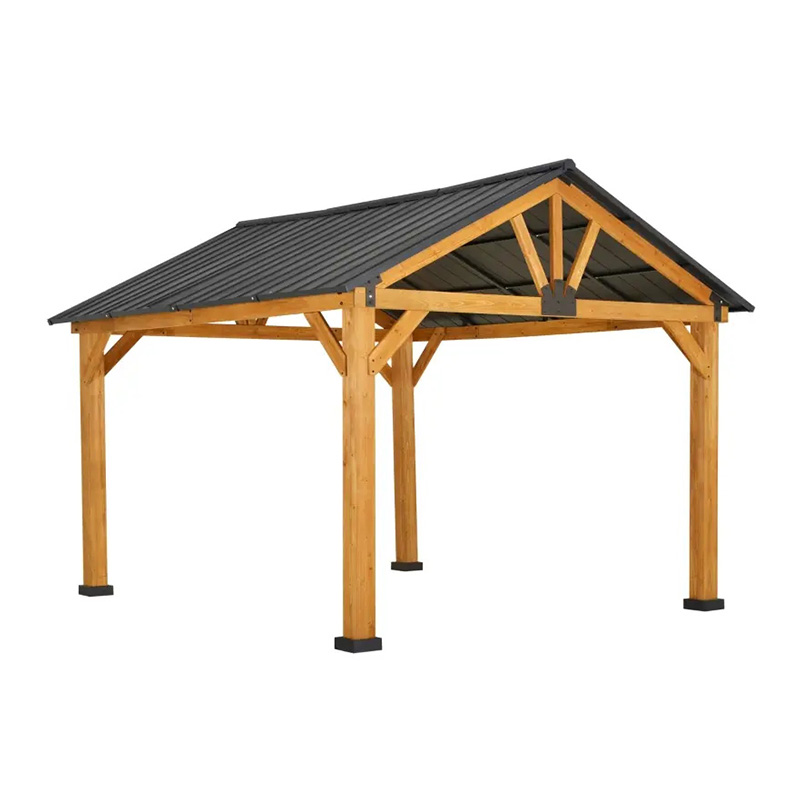 Gazebo hardtop 11x13 con struttura in legno, tettoia per gazebo in metallo permanente con gancio a soffitto per giardino, patio, cortile