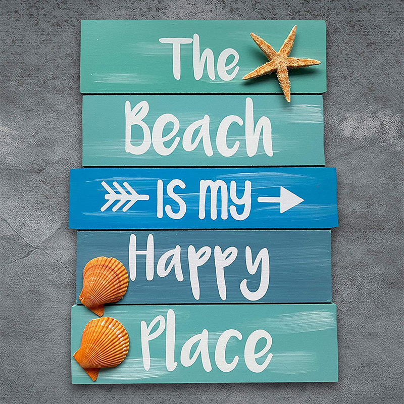 The Beach is My Happy Place Sign - Beach House Decor - Cartello in legno