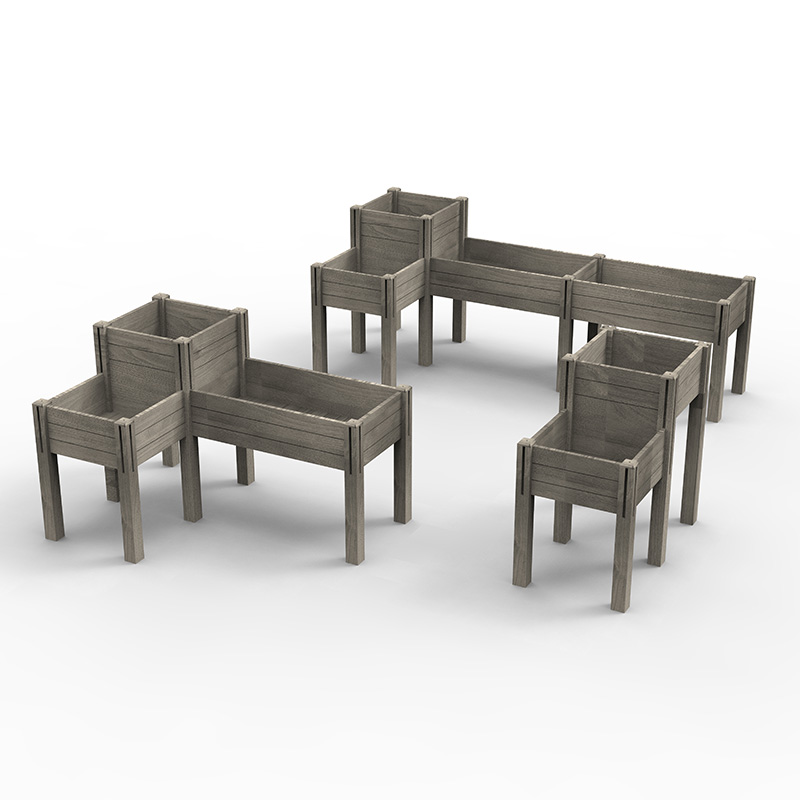 Letto da giardino rialzato a 3 livelli con ripiano portaoggetti, kit fioriera rialzata in legno