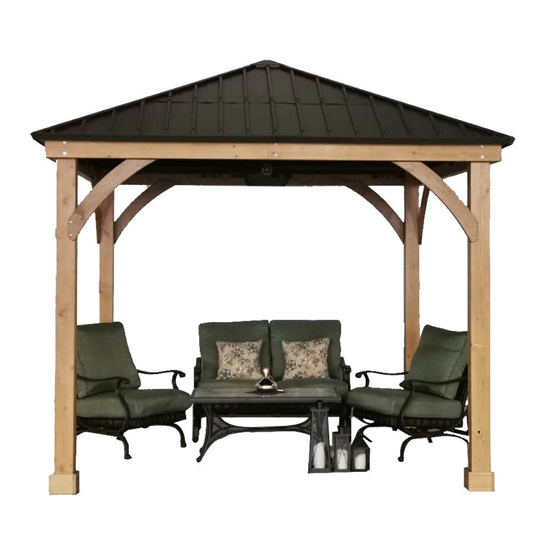 Gazebo hardtop 11x13 con struttura in legno, tettoia per gazebo in metallo permanente con gancio a soffitto per giardino, patio, cortile