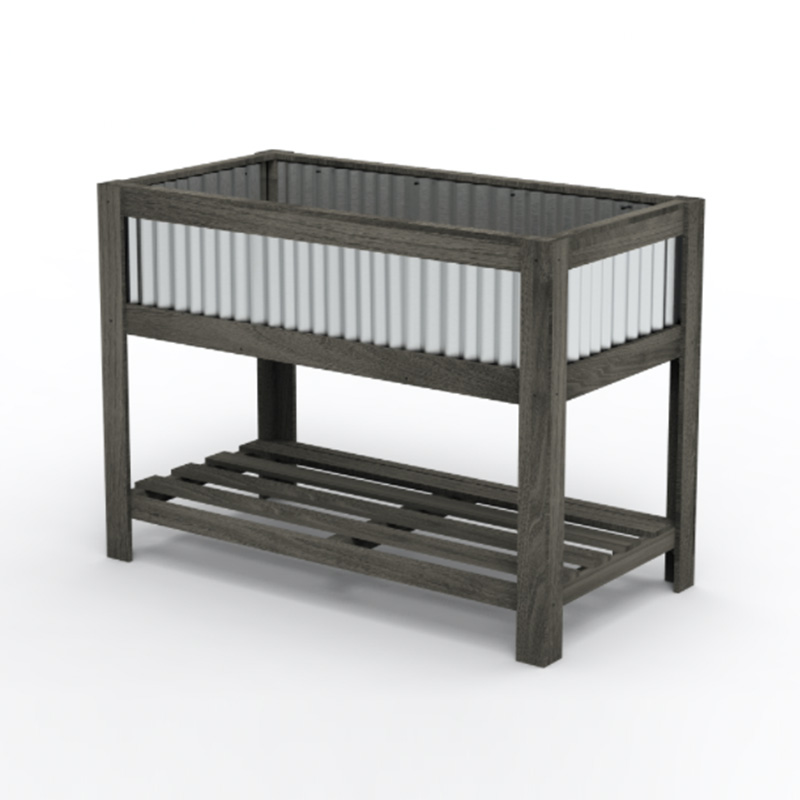 Fioriera da giardino rialzata in legno da 47' x 23' x 35' con ampia area per piantare, ripiano e uso versatile