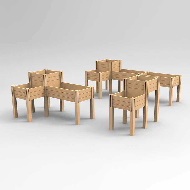 Letto da giardino rialzato a 3 livelli con ripiano portaoggetti, kit fioriera rialzata in legno