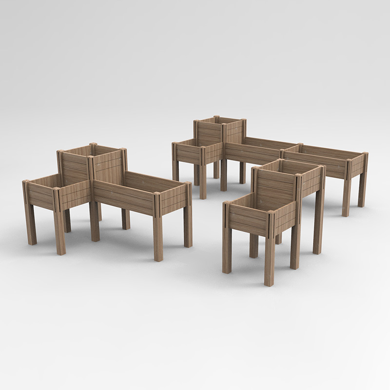 Letto da giardino rialzato a 3 livelli con ripiano portaoggetti, kit fioriera rialzata in legno