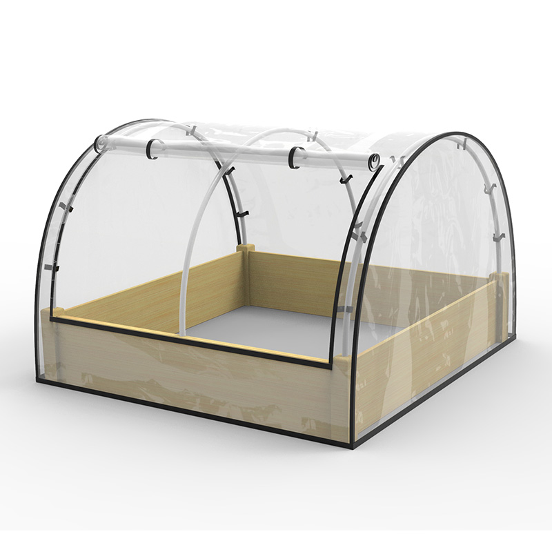 Kit aiuola rialzata da giardino con serra, fioriera in legno a telaio freddo, naturale