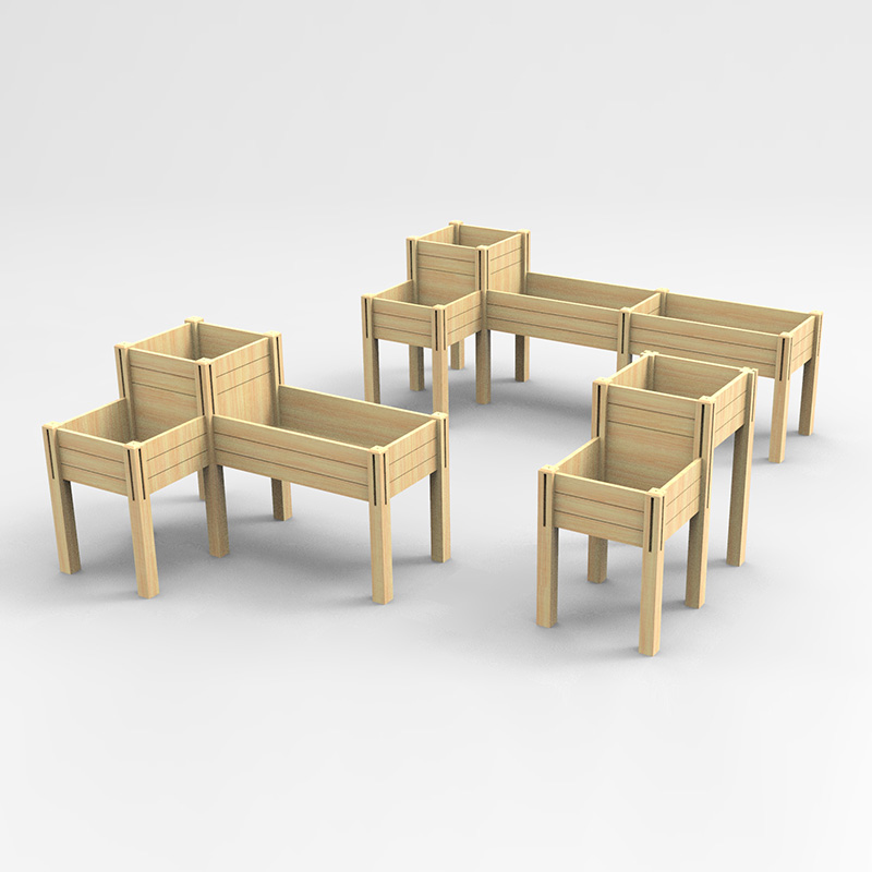 Letto da giardino rialzato a 3 livelli con ripiano portaoggetti, kit fioriera rialzata in legno