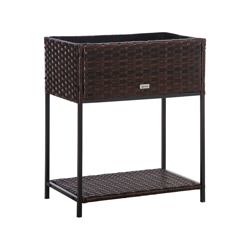 Fioriera per fiori in rattan per interni/esterni con ripiano per attrezzi sotto e robusta area di lavoro sopraelevata 28' H