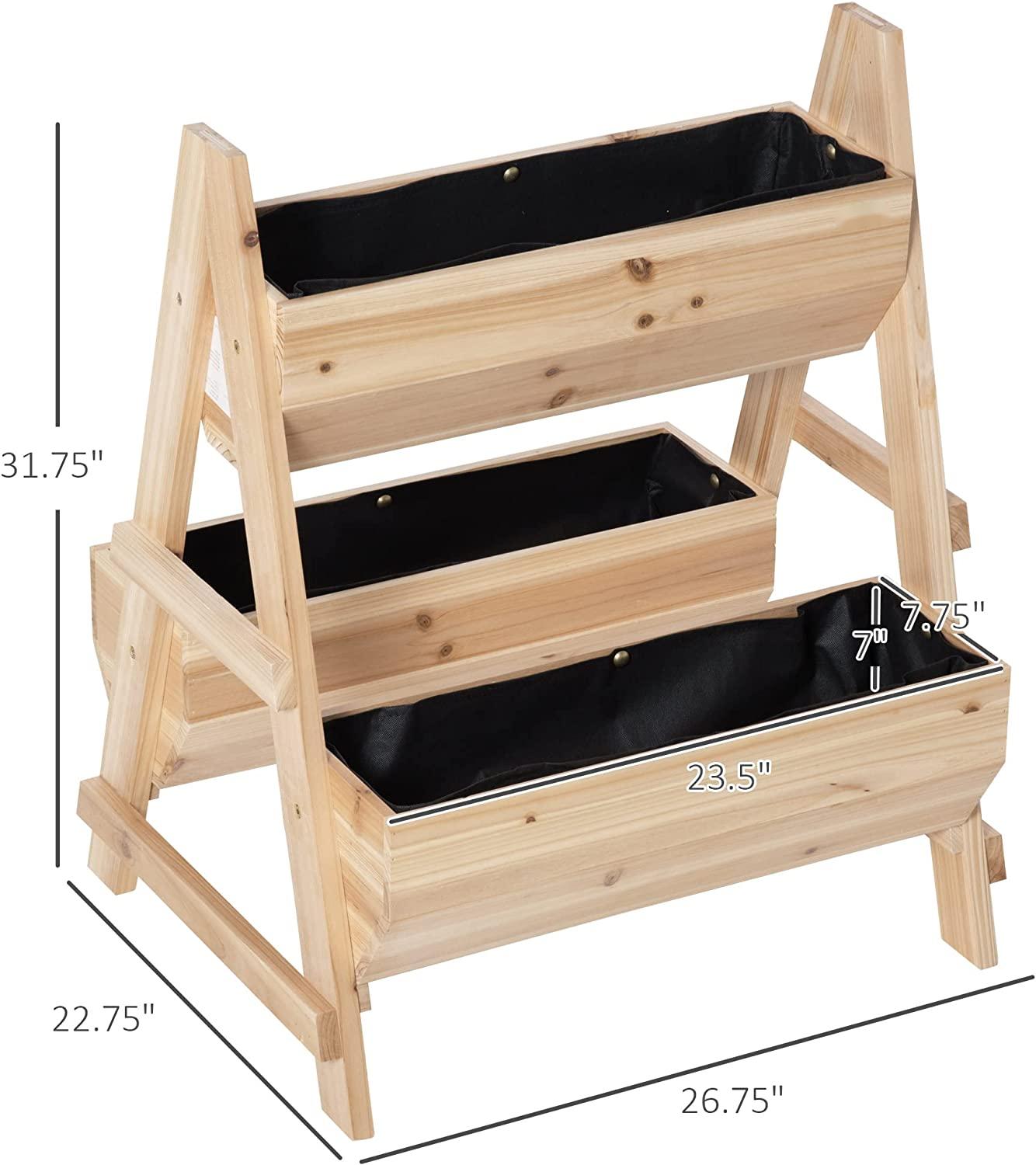 Fioriera da giardino in legno a forma di A con tessuto non tessuto per cortile