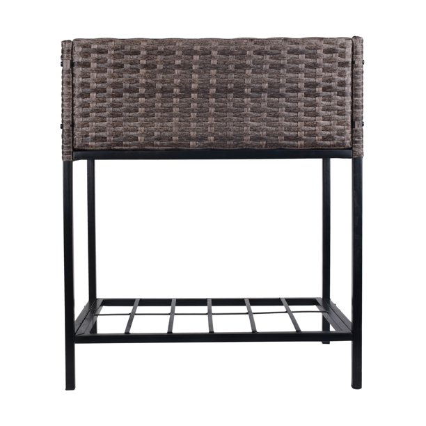 Fioriera per fiori in rattan per interni/esterni con ripiano per attrezzi sotto e robusta area di lavoro sopraelevata 28' H