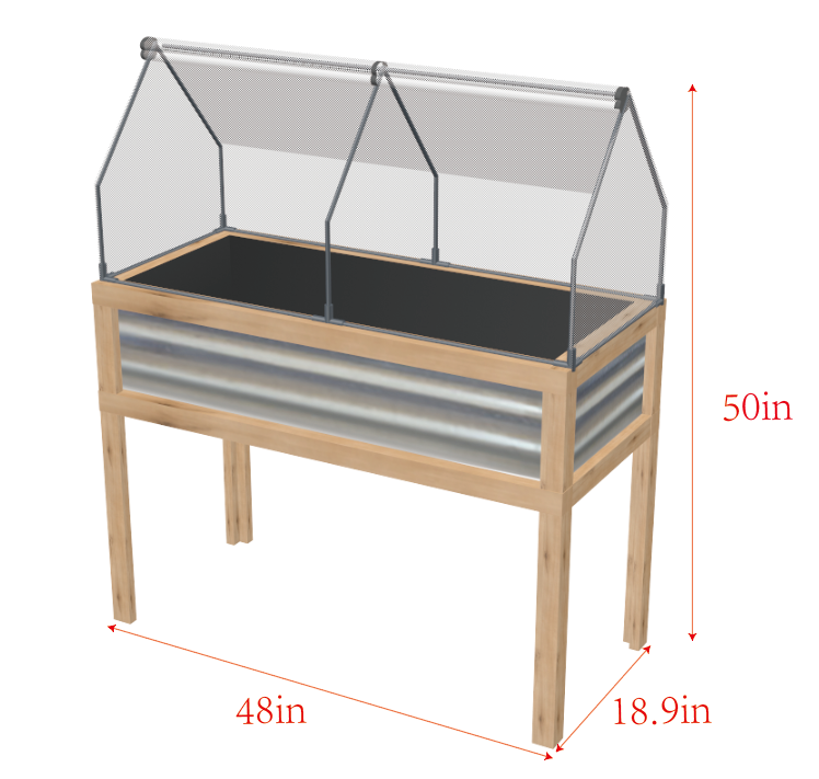 36' x 20' x 41' Scatola di protezione per piante in vaso rialzata in serra per esterni con parte superiore apribile, cornice fredda in legno arancione
