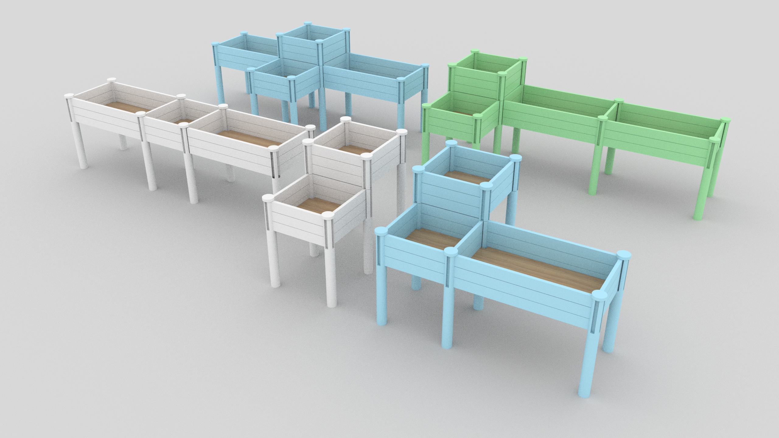 Letto da giardino rialzato a 3 livelli con ripiano portaoggetti, kit fioriera rialzata in legno