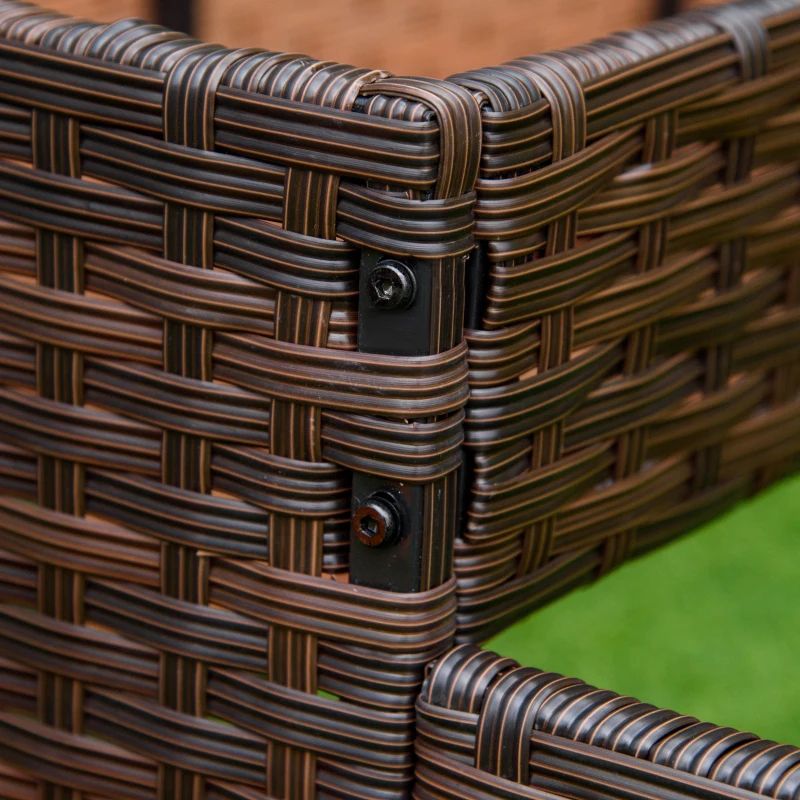 Fioriera per fiori in rattan per interni/esterni con ripiano per attrezzi sotto e robusta area di lavoro sopraelevata 28' H